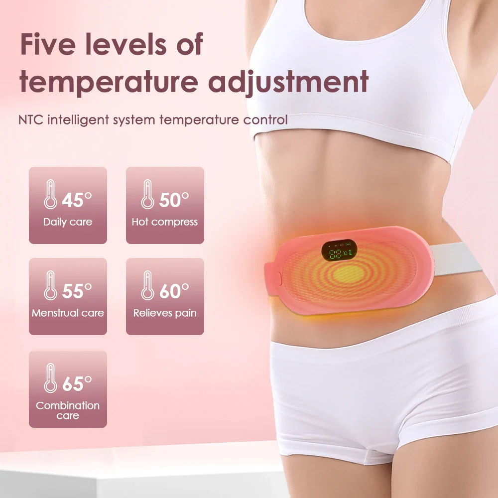 Electric Heating Pad Women Vibrator Period Pain Relief Device Menstrual Cramp Massager Blood Circulation Abdominal Belt Warmer