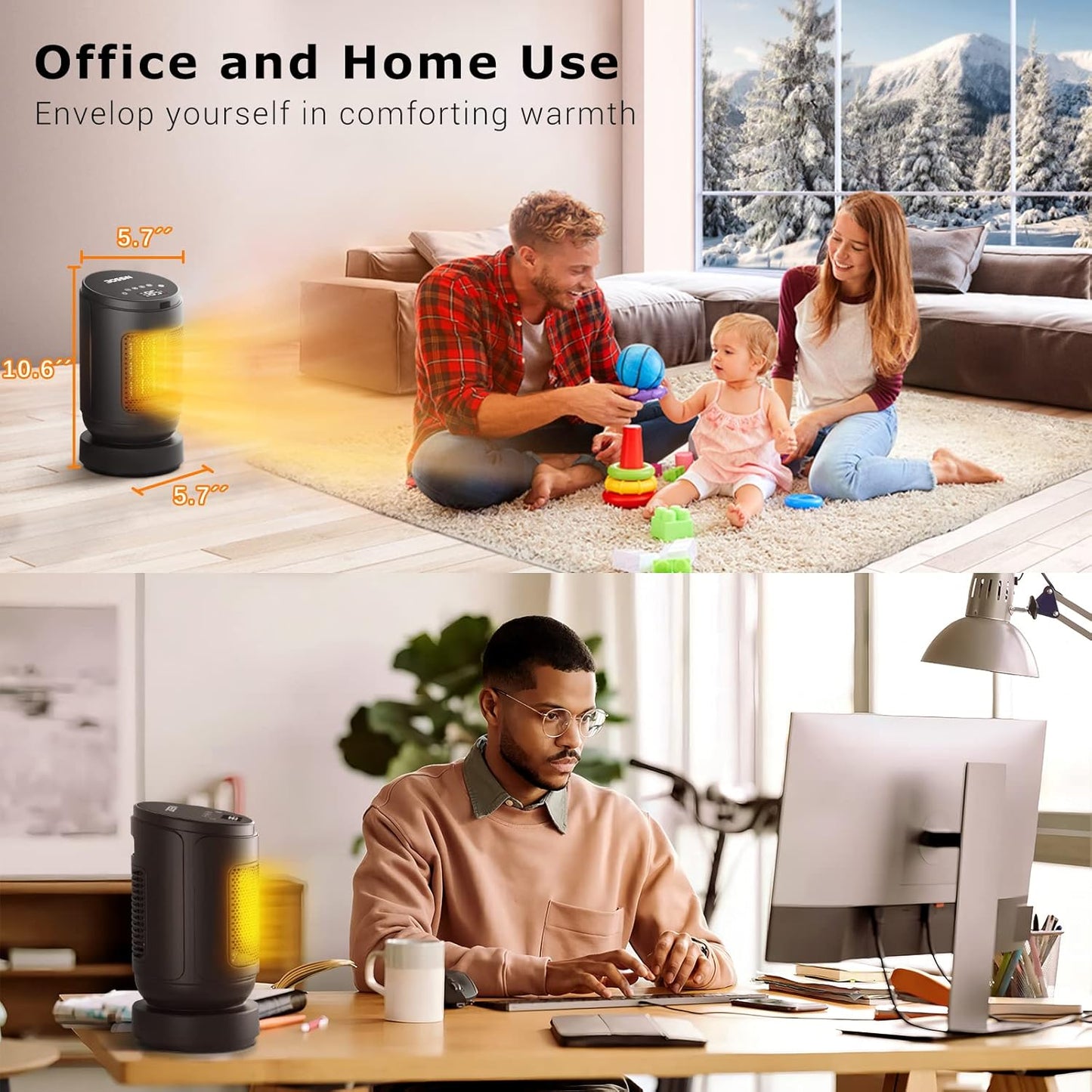 Space Heater for Large Room,1500W Electric Heater with Thermostat,Fast Heating Oscillating Ceramic Portable Heater,12H Timer,Remote Control,Overheating & Tip-Over Protection,Room Heater