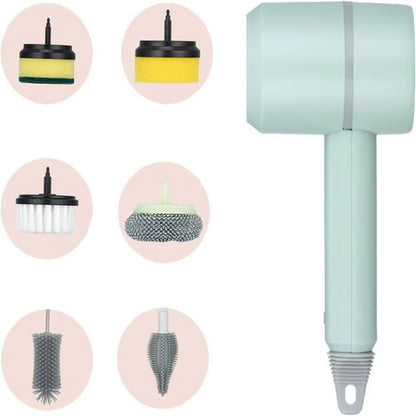 Electric Spin Scrubber Electric Cleaning Brush Dish Washing Brush with 6 Replaceable Brush Heads for Bathtubs Tables Washbasins