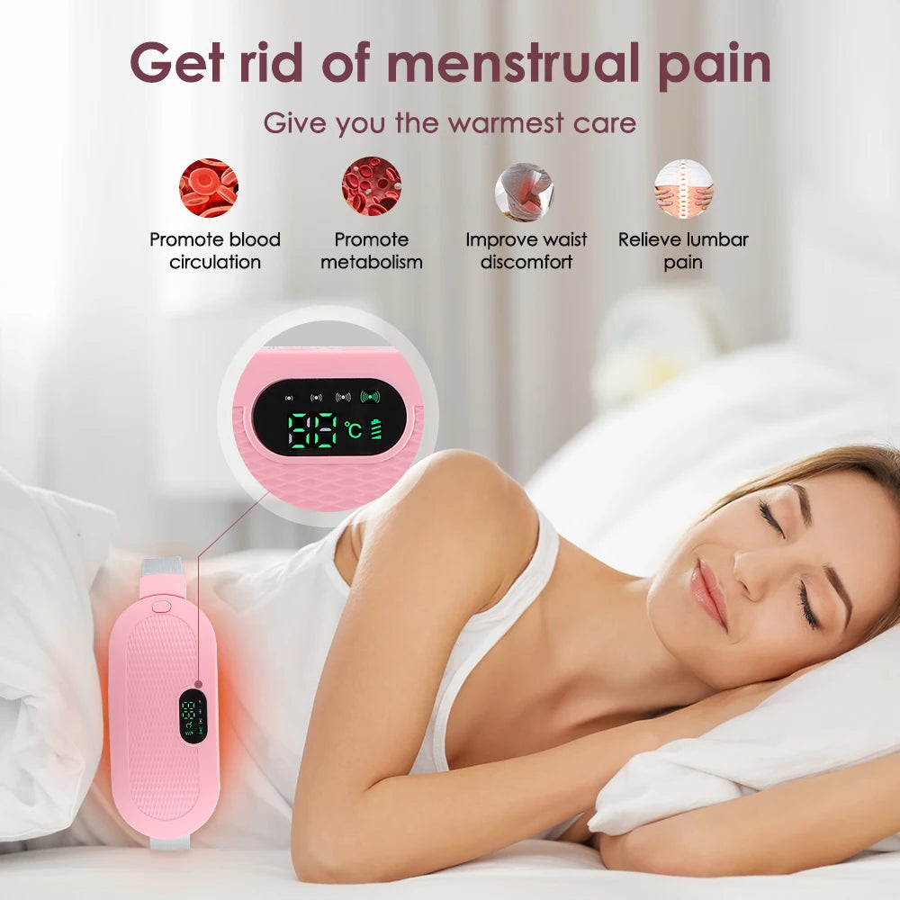 Electric Heating Pad Women Vibrator Period Pain Relief Device Menstrual Cramp Massager Blood Circulation Abdominal Belt Warmer