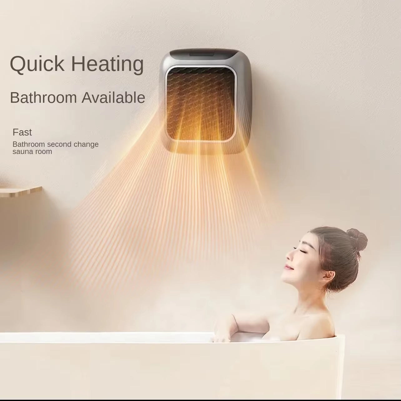 800W Mini Heater for Home Small Bathroom Heating Fans Wall Mounted PTC Ceramic Electric Heater with Remote Control