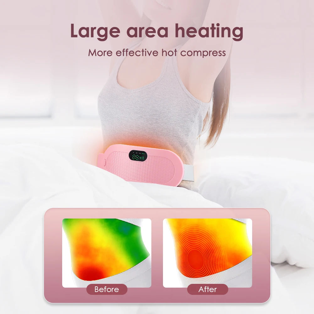 Electric Heating Pad Women Vibrator Period Pain Relief Device Menstrual Cramp Massager Blood Circulation Abdominal Belt Warmer