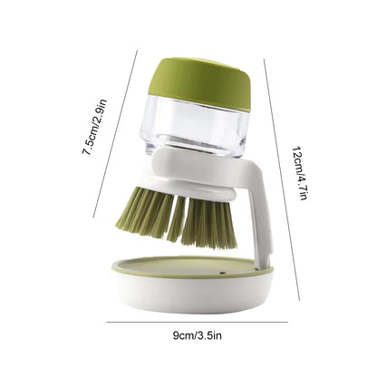 Kitchen Scrub Brush Multifunctional Press Cleaning Brush with Soap Dispenser Dish Scrubber Washing up Brush for Sink Pots Pans